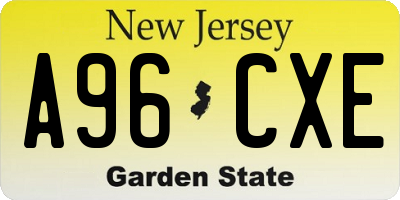 NJ license plate A96CXE