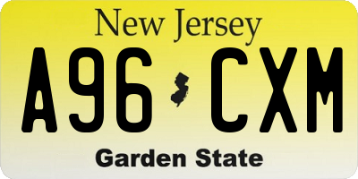 NJ license plate A96CXM