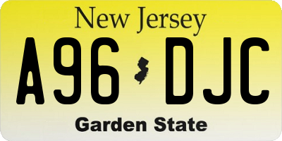 NJ license plate A96DJC