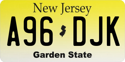 NJ license plate A96DJK