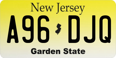 NJ license plate A96DJQ