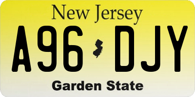 NJ license plate A96DJY