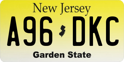 NJ license plate A96DKC