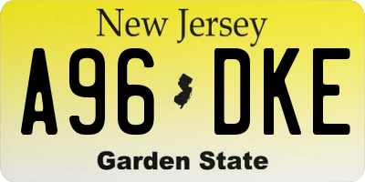 NJ license plate A96DKE