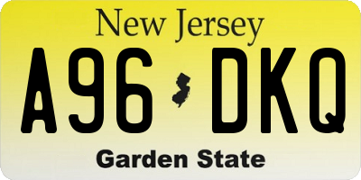 NJ license plate A96DKQ