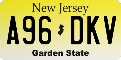 NJ license plate A96DKV