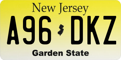 NJ license plate A96DKZ