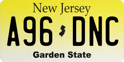 NJ license plate A96DNC