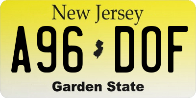 NJ license plate A96DOF