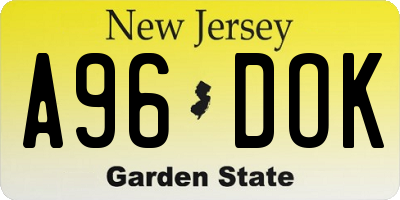 NJ license plate A96DOK