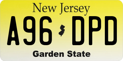 NJ license plate A96DPD