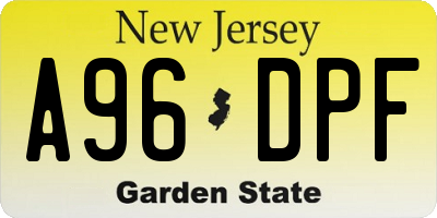 NJ license plate A96DPF