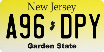 NJ license plate A96DPY