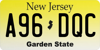 NJ license plate A96DQC