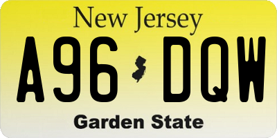 NJ license plate A96DQW