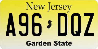NJ license plate A96DQZ