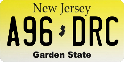 NJ license plate A96DRC