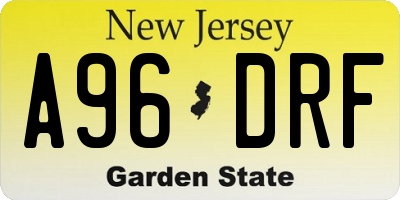 NJ license plate A96DRF