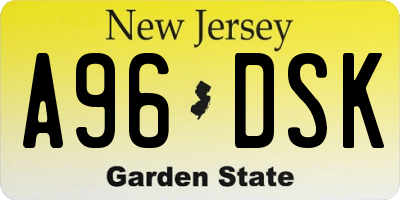 NJ license plate A96DSK