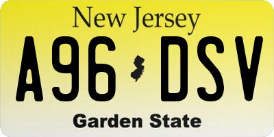 NJ license plate A96DSV