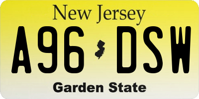 NJ license plate A96DSW