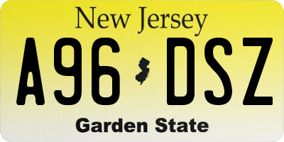 NJ license plate A96DSZ