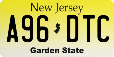 NJ license plate A96DTC