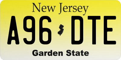 NJ license plate A96DTE