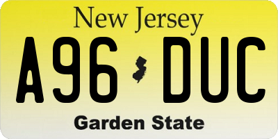 NJ license plate A96DUC
