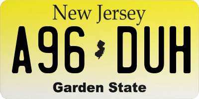 NJ license plate A96DUH