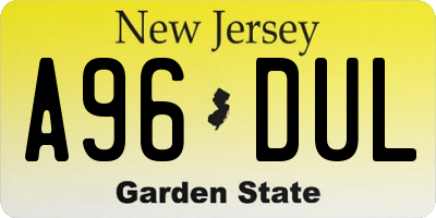 NJ license plate A96DUL