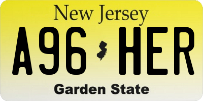 NJ license plate A96HER