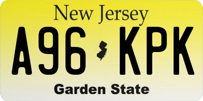 NJ license plate A96KPK