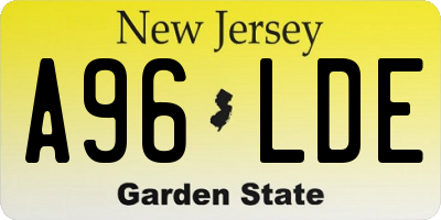 NJ license plate A96LDE