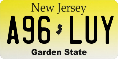 NJ license plate A96LUY