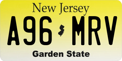 NJ license plate A96MRV