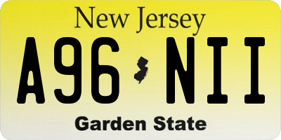 NJ license plate A96NII