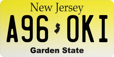 NJ license plate A96OKI