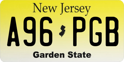 NJ license plate A96PGB