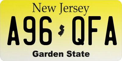 NJ license plate A96QFA