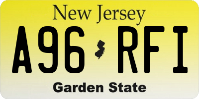 NJ license plate A96RFI