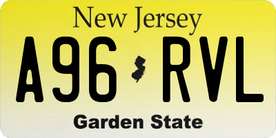 NJ license plate A96RVL