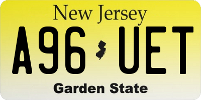 NJ license plate A96UET