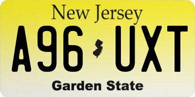 NJ license plate A96UXT