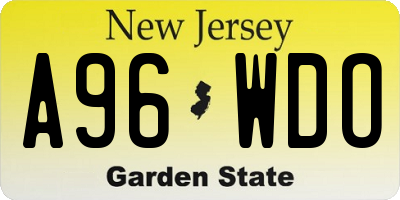 NJ license plate A96WDO