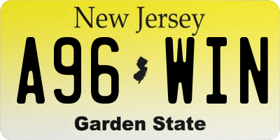 NJ license plate A96WIN