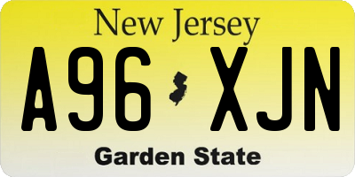 NJ license plate A96XJN