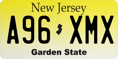NJ license plate A96XMX