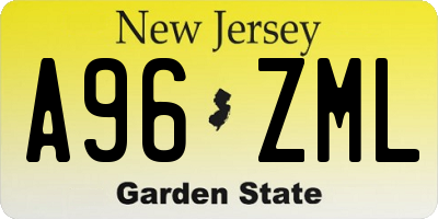 NJ license plate A96ZML