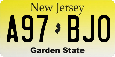 NJ license plate A97BJO